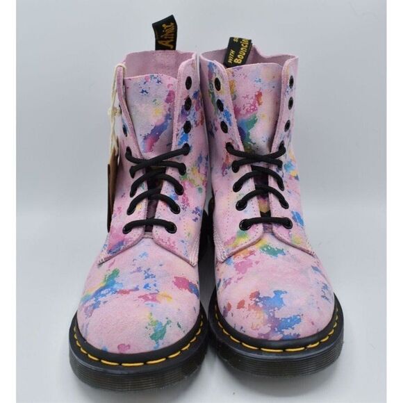 Dr Martens 1460 Womens Size 7 Pascal Pink Floral Rainbow Leather Combat Boots - Picture 7 of 11